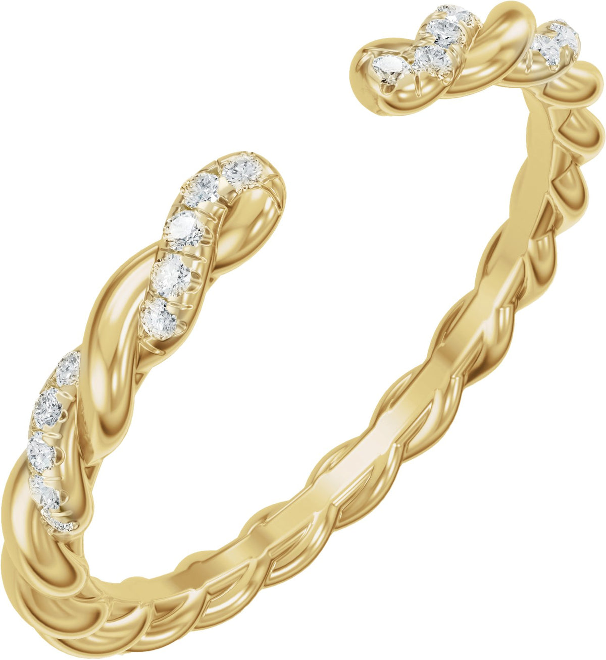 14K Yellow Gold .08 CTW Natural Diamond Rope Open Band