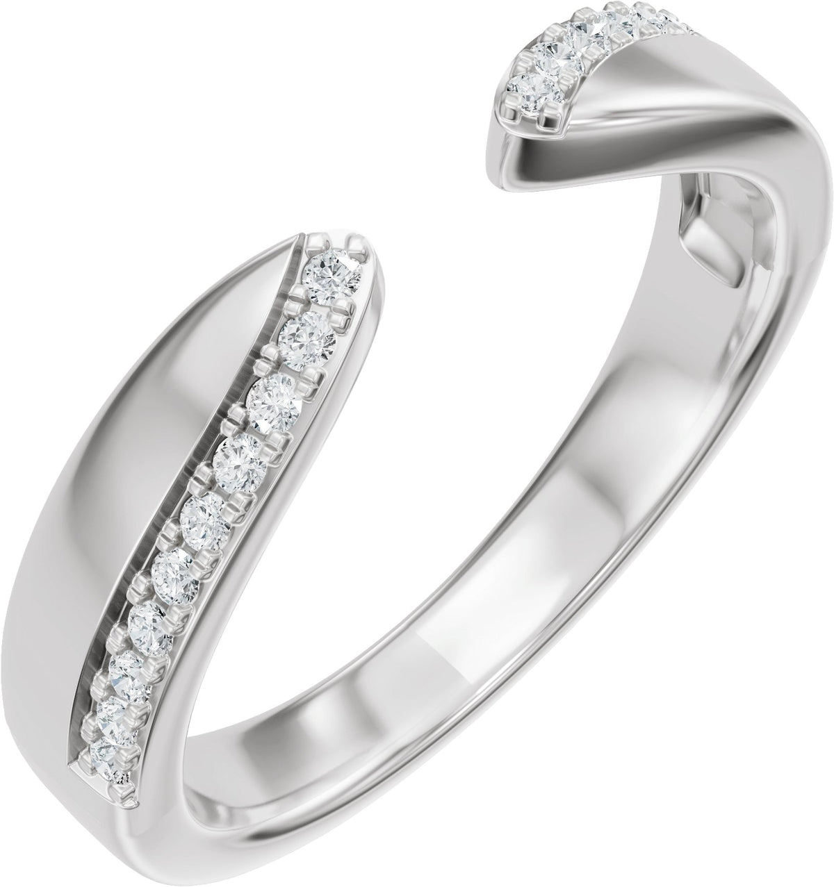 1/8 ct Lab-Grown Diamond Pinched Open Band in 14K White Gold