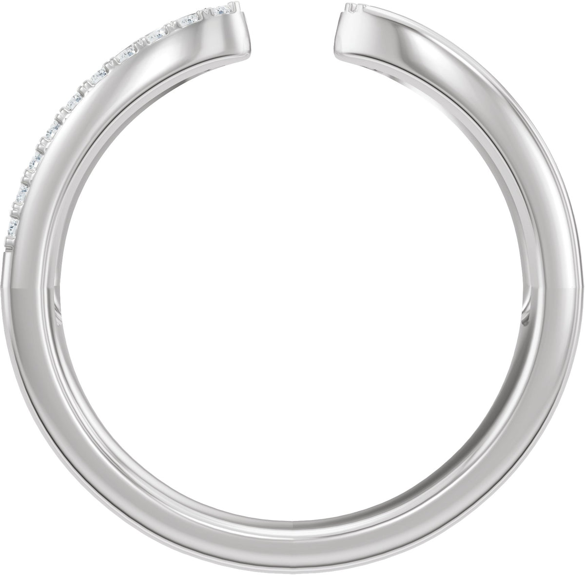 1/8 ct Lab-Grown Diamond Pinched Open Band in 14K White Gold — view 2