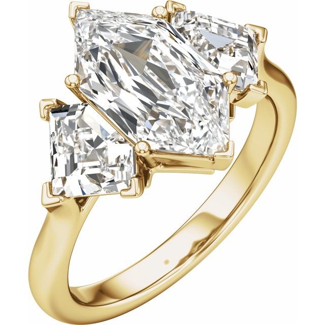 5 1/6 ctw Lab-Grown Diamond Three-Stone Engagement Ring, 14K Yellow Gold, Size 7