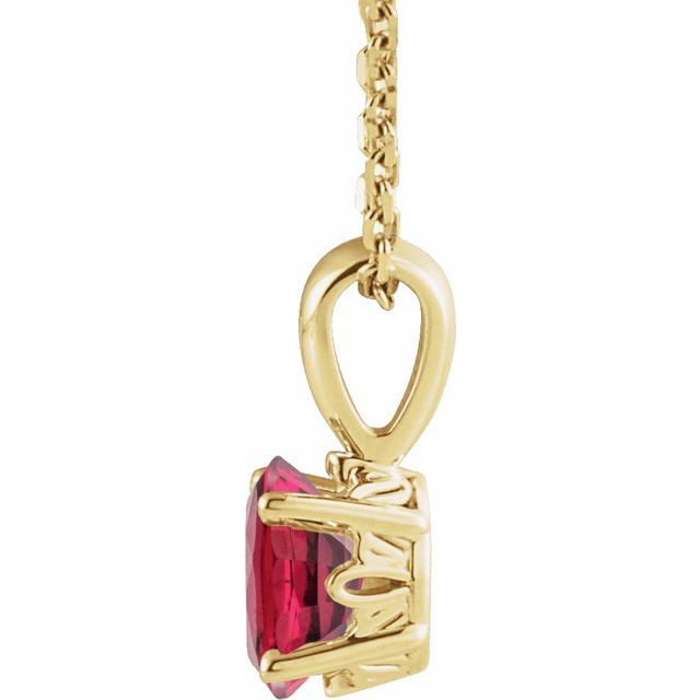 7 × 5 mm Lab-Grown Ruby Oval Necklace in 14K Yellow Gold, 16–18 Inches — view 2