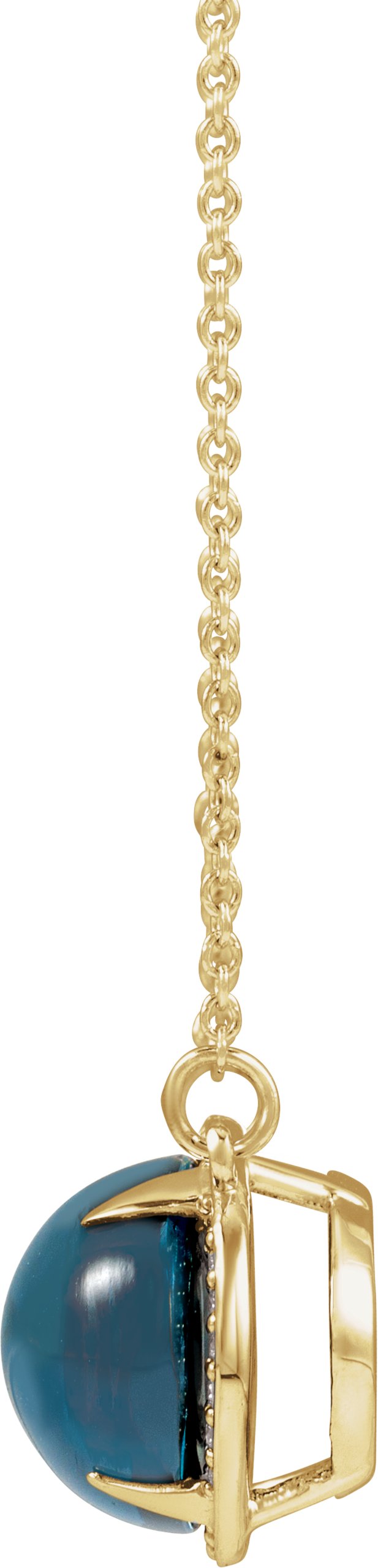 14K Yellow Gold Natural London Blue Topaz & .06 CTW Natural Diamond Halo-Style 16 1/2" Necklace