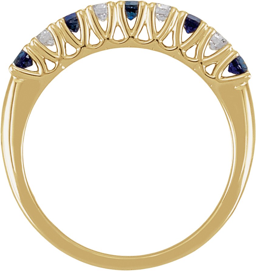 14K Yellow Gold Natural Blue Sapphire & 1/4 CTW Natural Diamond Anniversary Band