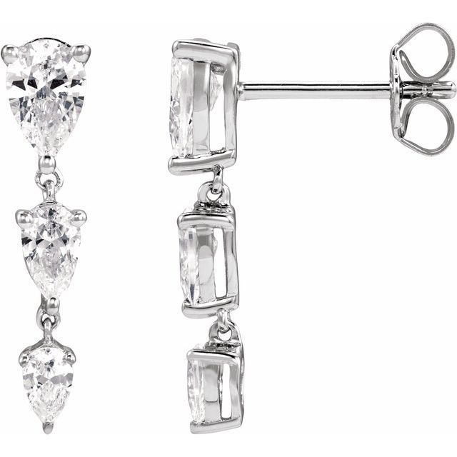 14K white gold lab-grown diamond drop earrings