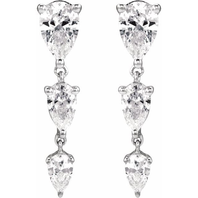 1 1/4 ct Lab-Grown Diamond Drop Earrings in 14K White Gold — view 2