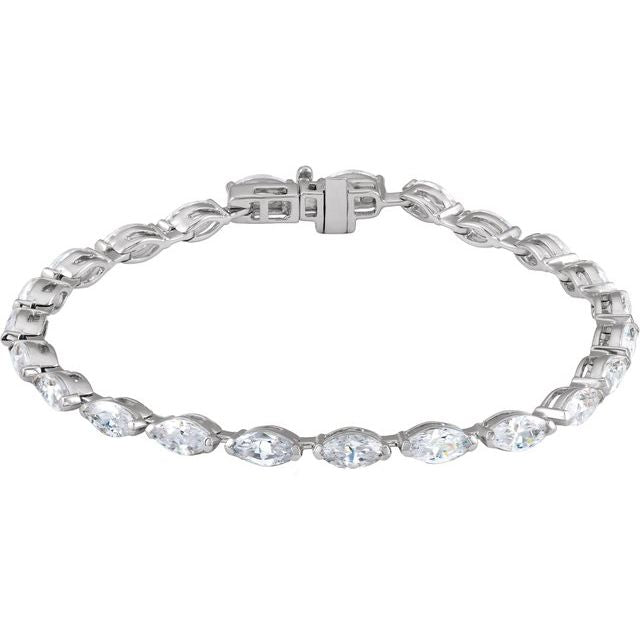 14K white gold lab-grown diamond line bracelet