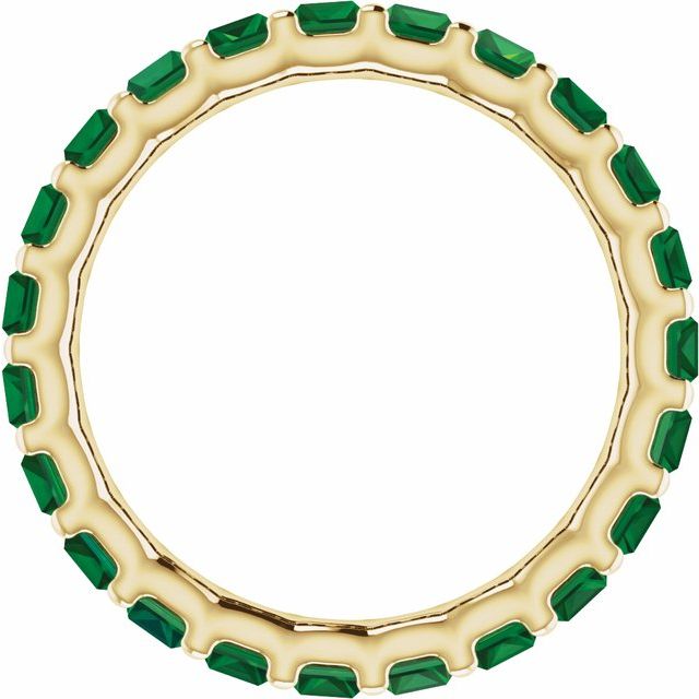 Lab-Grown Emerald Baguette Eternity Band in 14K Yellow Gold — view 2