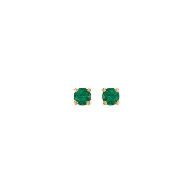 6 mm Lab-Grown Emerald Stud Earrings in 14K Yellow Gold