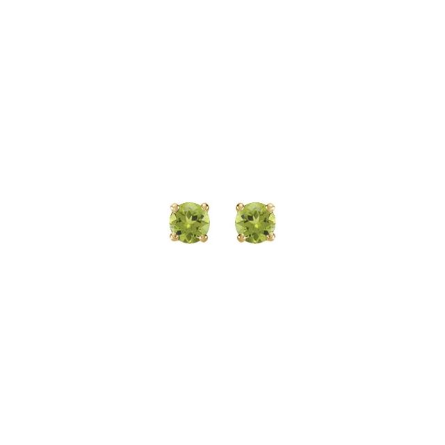 6 mm Natural Peridot Stud Earrings in 14K Yellow Gold
