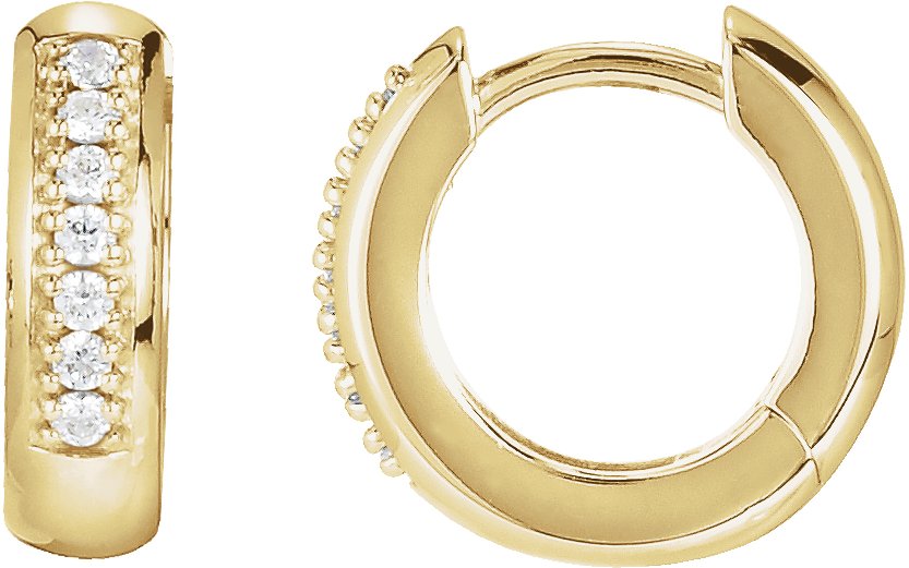 14K Yellow Gold 1/8 CTW Natural Diamond 12.6 mm Huggie Earrings