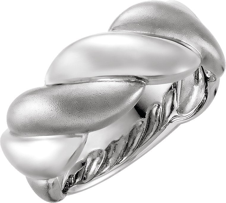 14K White Gold Rope Ring