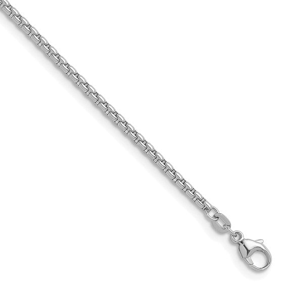 Solid 14k White Gold Round Box Chain 20 in