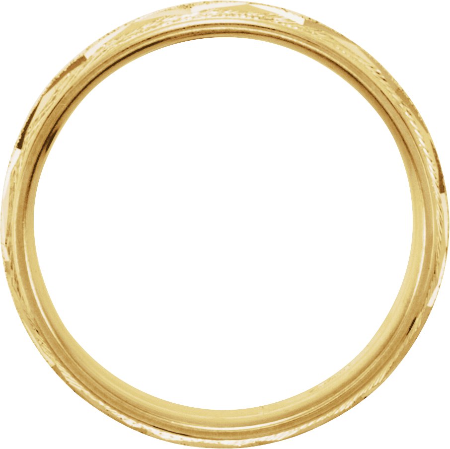 14K Yellow Gold 7 mm Milgrain Edge Geometric Faceted Comfort-Fit Half Round Band
