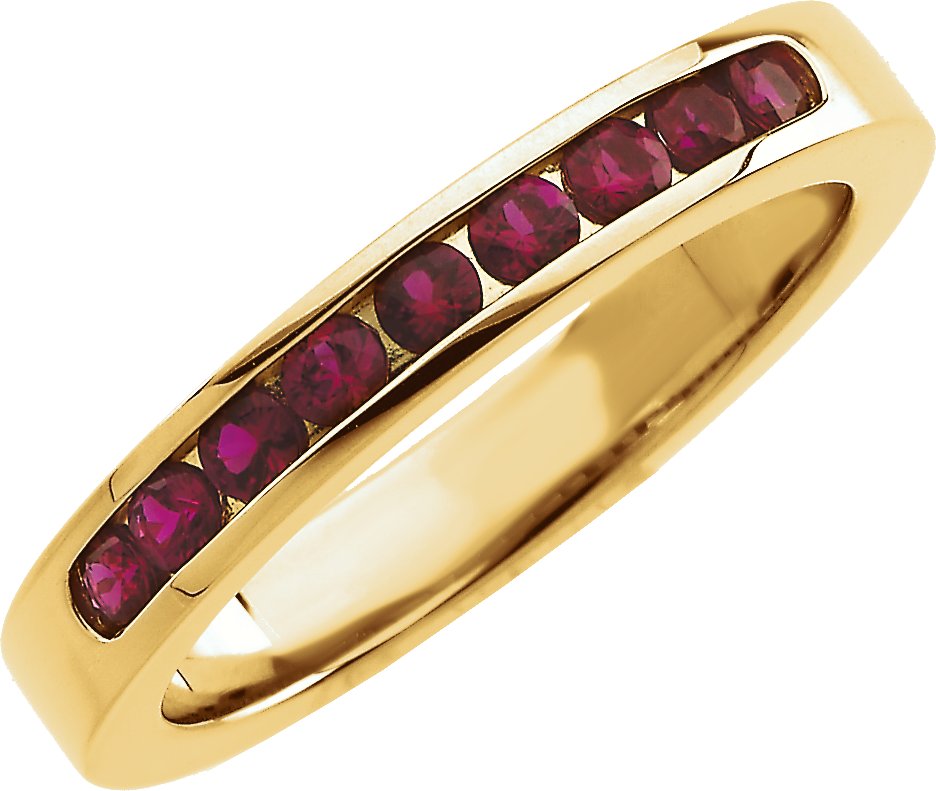 14K Yellow Gold Natural Ruby Anniversary Band