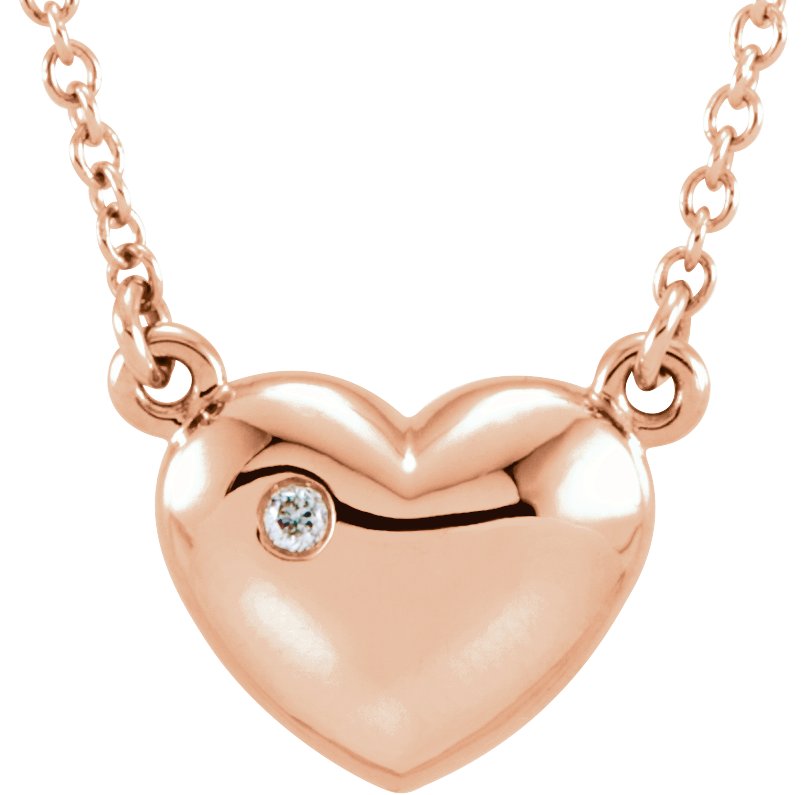 14K Rose Gold .01 CTW Natural Diamond Heart 16.5" Necklace