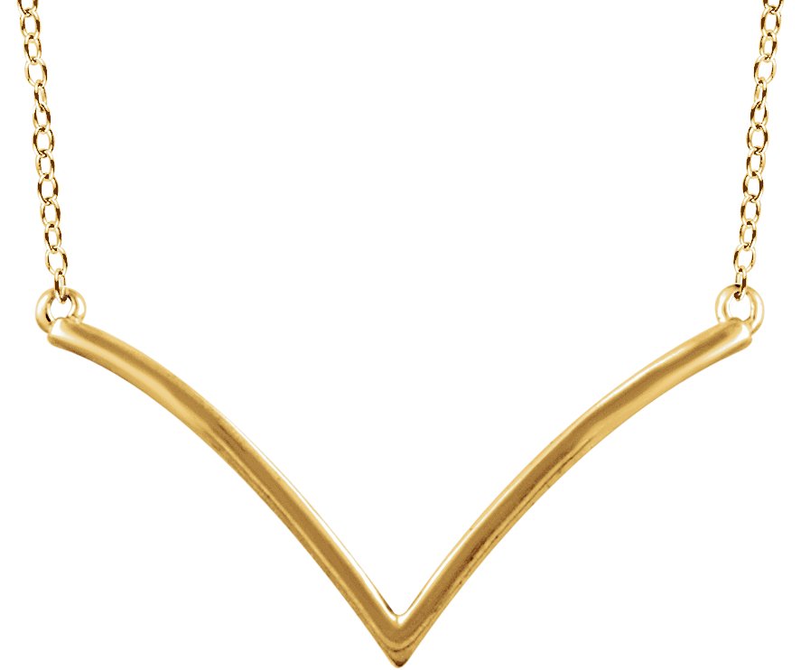 14K Yellow Gold V 16-18" Necklace
