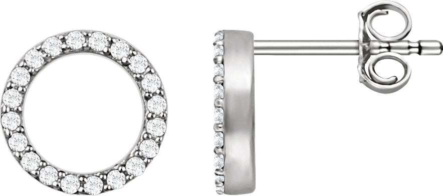 14K White Gold 1/5 CTW Natural Diamond Circle Earrings