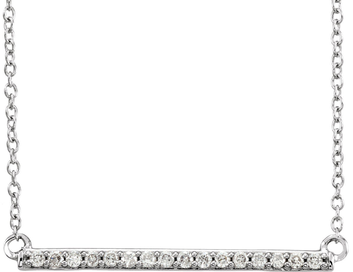 14K White Gold 1/6 CTW Natural Diamond Bar 16-18" Necklace