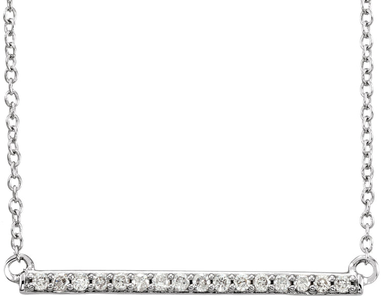 14K White Gold 1/6 CTW Natural Diamond Bar 16-18