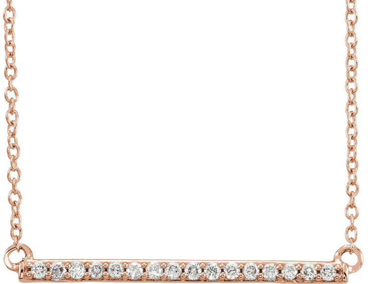 14K Rose Gold 1/6 CTW Natural Diamond Bar 16-18