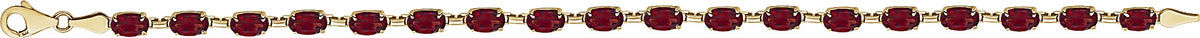 14K Yellow Gold Natural Mozambique Garnet 7 1/4" Bracelet