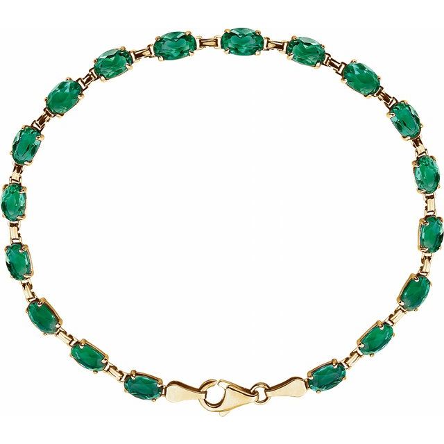 14K Yellow Lab-Grown Emerald 7.25" Bracelet