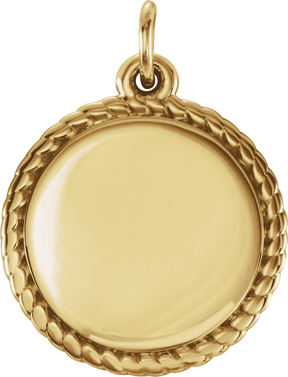14K Yellow Gold Engravable Round Rope Charm/Pendant