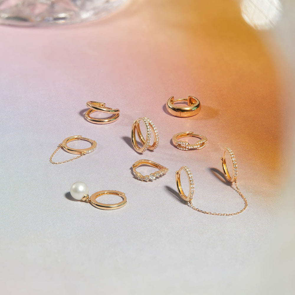 
                  
                    ISLA | Pearl and White Sapphire Huggie Hoop
                  
                