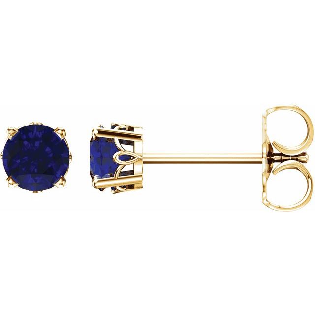 14K Yellow Lab-Grown Sapphire 4-Prong Scroll Setting® Stud Earrings