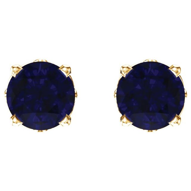 14K Yellow Lab-Grown Sapphire 4-Prong Scroll Setting® Stud Earrings