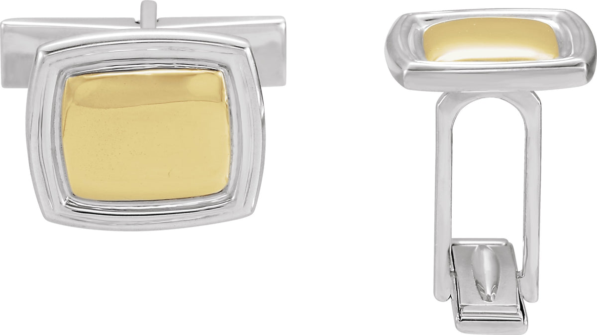Sterling Silver & 14K Yellow Gold 14x16 mm Square Cuff Links