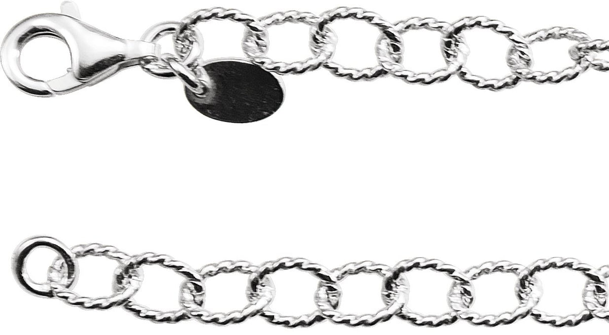 Sterling Silver 4.5 mm Knurled Cable 24" Chain