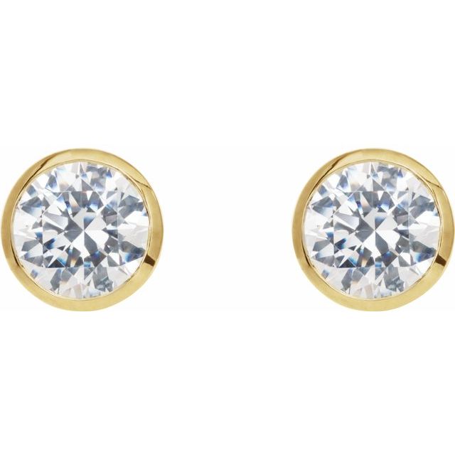3 1/8 ctw Lab-Grown Diamond Bezel Earrings in 14K Yellow Gold — view 2