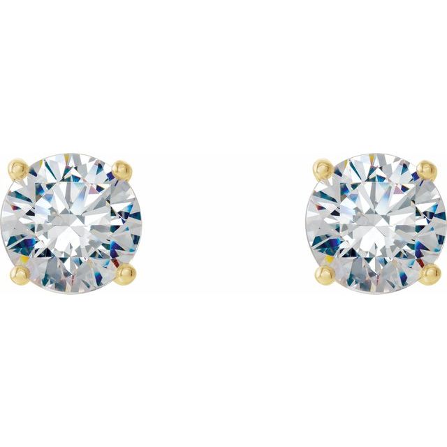 1 1/2 ctw Lab-Grown Diamond Four-Prong Stud Earrings in 14K Yellow Gold — view 2