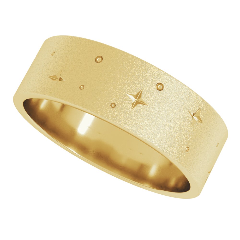
                  
                    14K Yellow 7 mm Star Band with Glass Blast Finish
                  
                