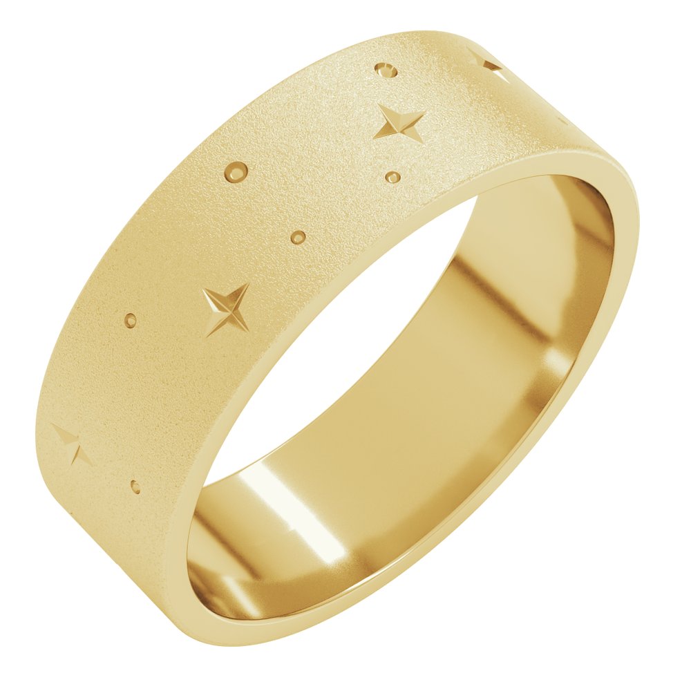 14K Yellow 7 mm Star Band with Glass Blast Finish