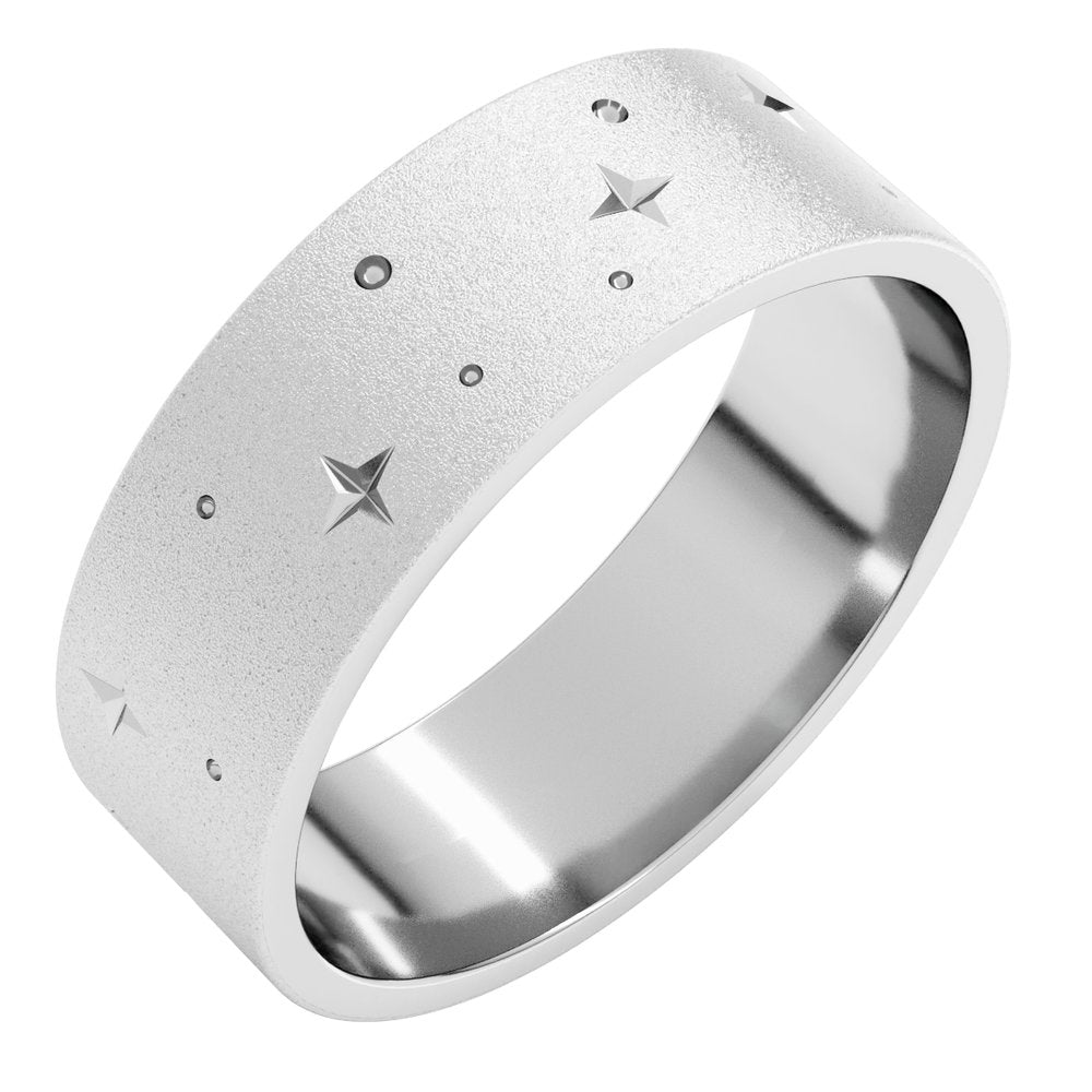 Continuum Sterling Silver 7 mm Star Band with Glass Blast Finish