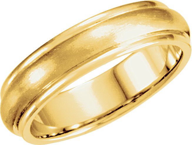 14K Yellow Gold 5 mm Grooved Comfort-Fit Half Round Band