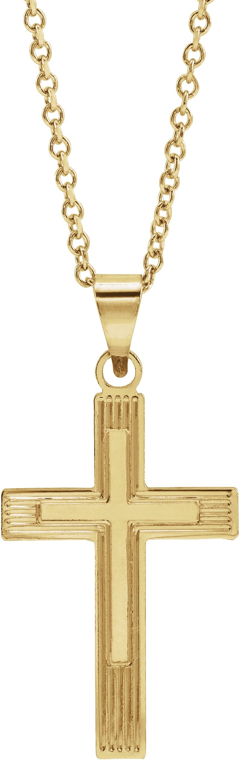 14K Yellow Gold Cross 18" Necklace