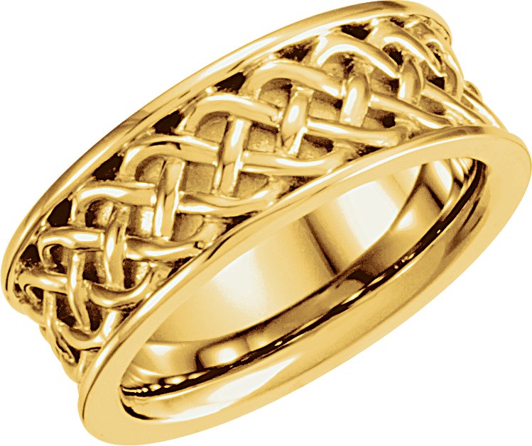 14K Yellow Gold 7.5 mm Celtic-Inspired Band
