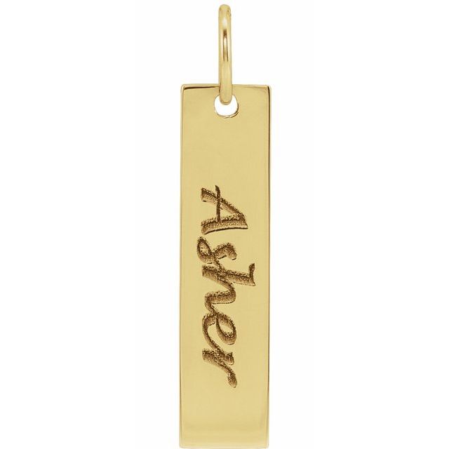 20 × 5 mm Engravable Bar Charm/Pendant in 14K Yellow Gold — view 3
