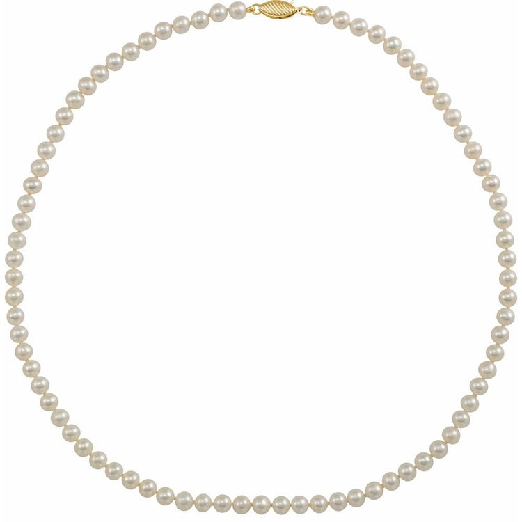 14K Yellow Gold Cultured White Freshwater Pearl 18