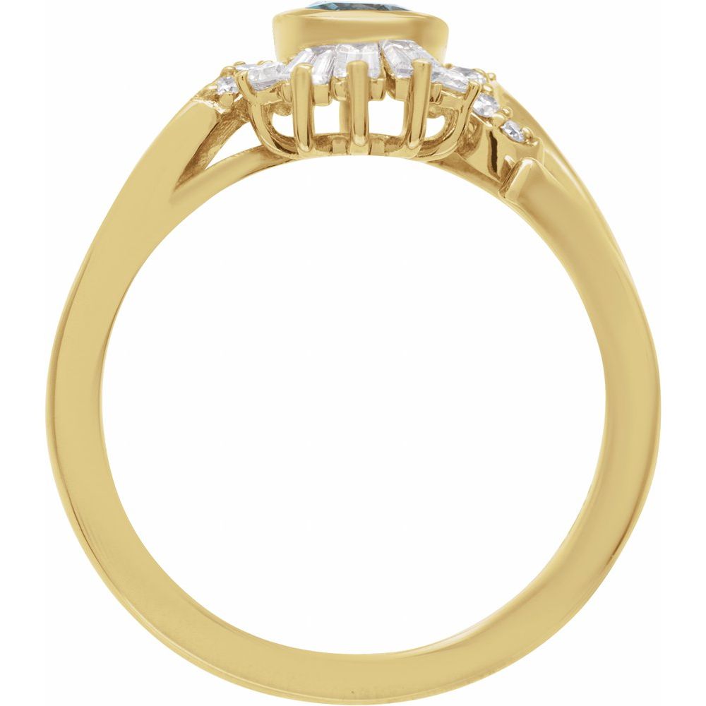 14K Yellow Natural London Blue Topaz & 1/2 CTW Natural Diamond Halo-Style Ring