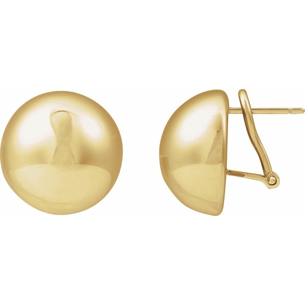 14K Yellow 18 mm Electroform Domed Earrings
