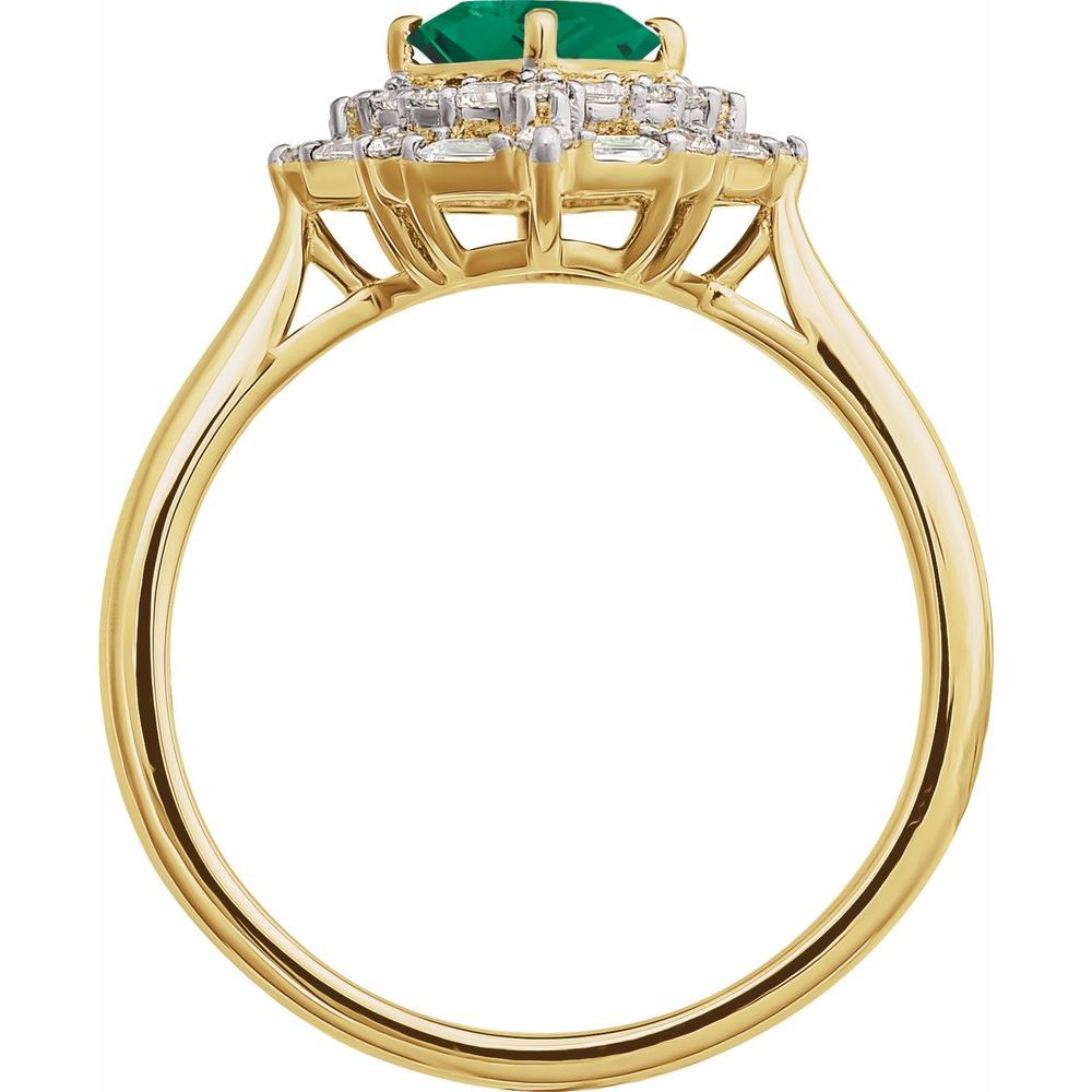 14K Yellow Natural Emerald & 1/3 CTW Natural Diamond Ring