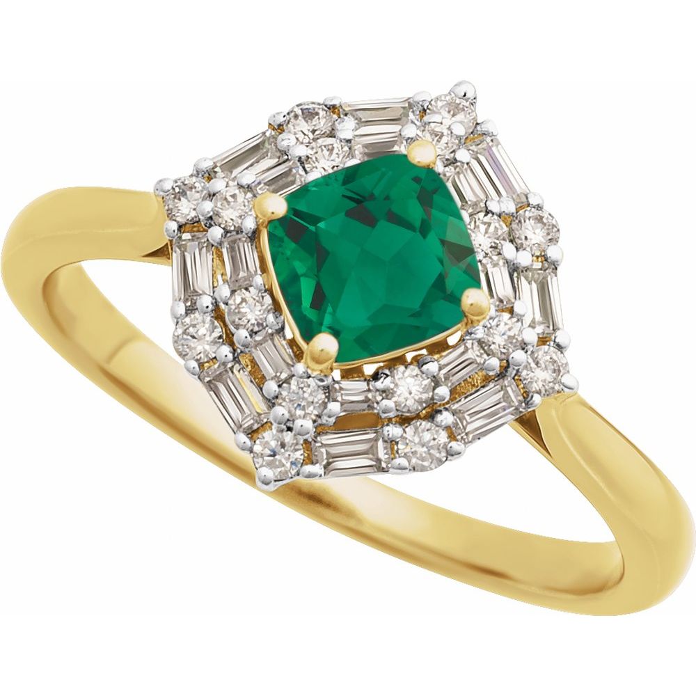 
                  
                    14K Yellow Natural Emerald & 1/3 CTW Natural Diamond Ring
                  
                