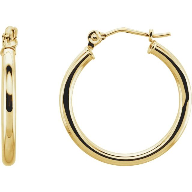 20 × 2 mm Tube Hoop Earrings in 14K Yellow Gold