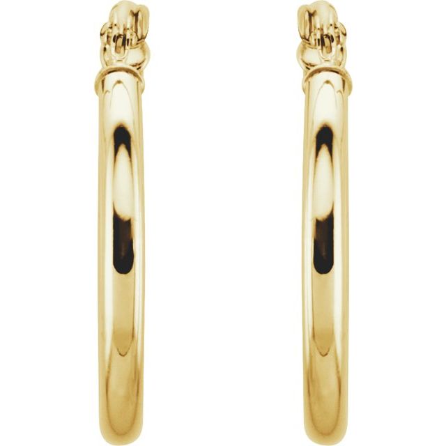 20 × 2 mm Tube Hoop Earrings in 14K Yellow Gold — view 2