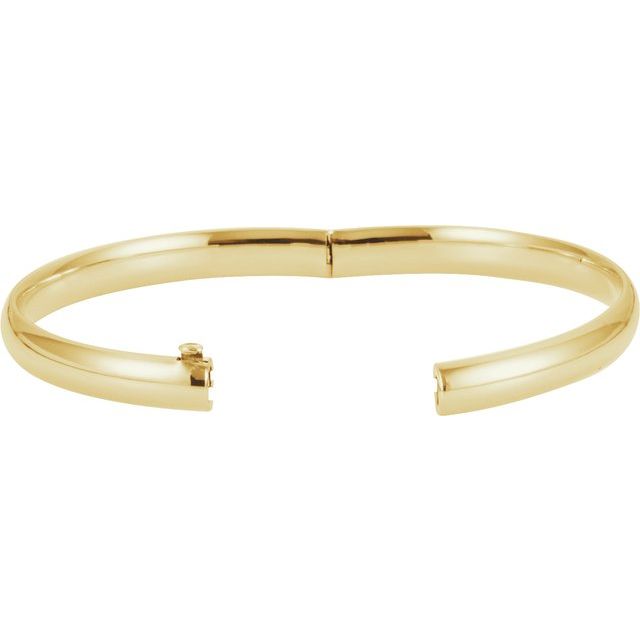 14K Yellow 6.5 mm Hinged Bangle 7" Bracelet