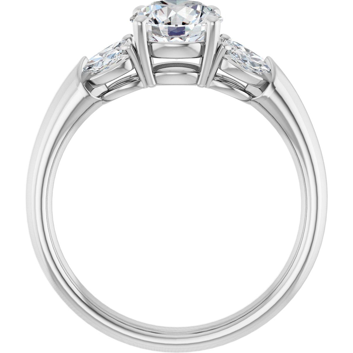 14K White Round 1 ct Engagement Ring